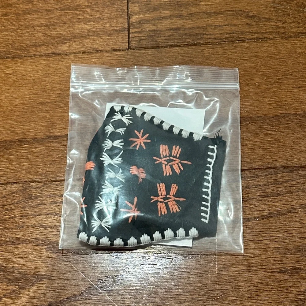 Mestiza New York Embroidered Black Fabric Face Mask with Stitching
